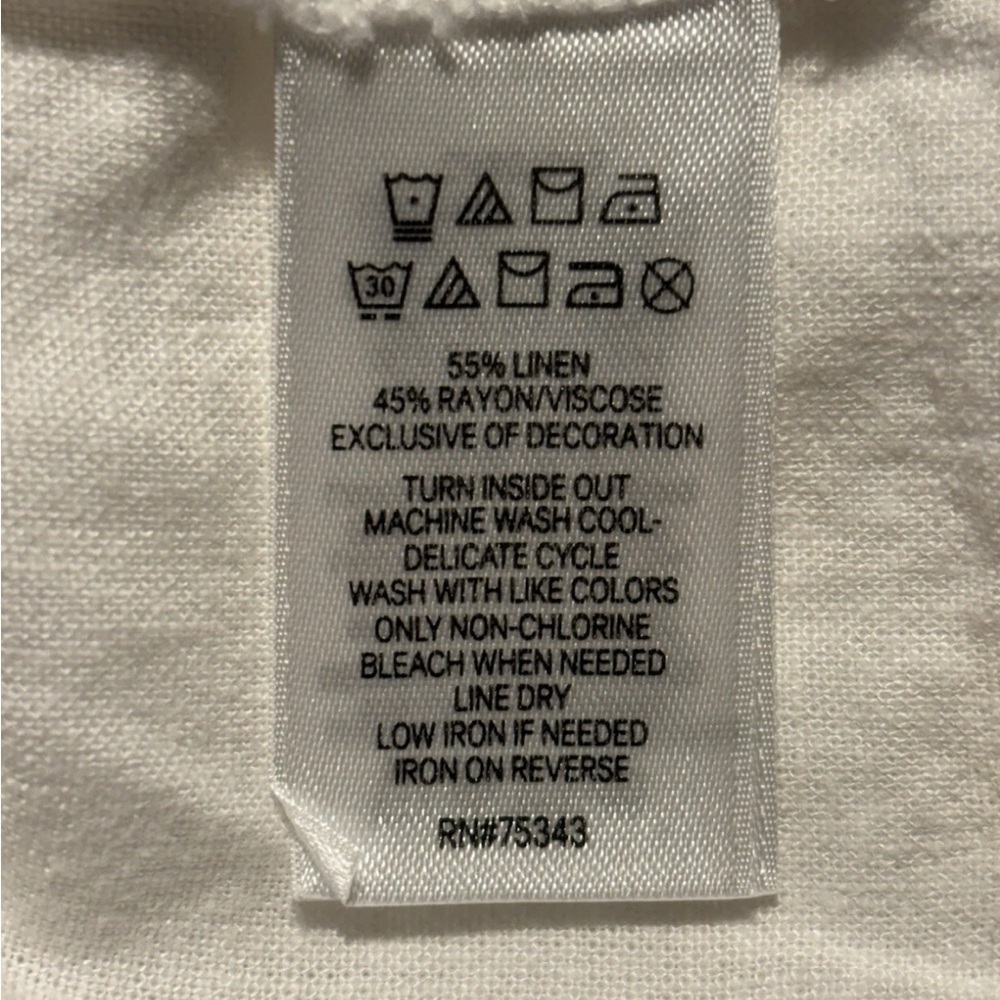 Calypso St. Barth Linen Blend White Embroidered Short Shift Dress - M - Picture 8 of 9